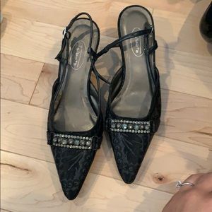 Talbots black rhinestone front heel
